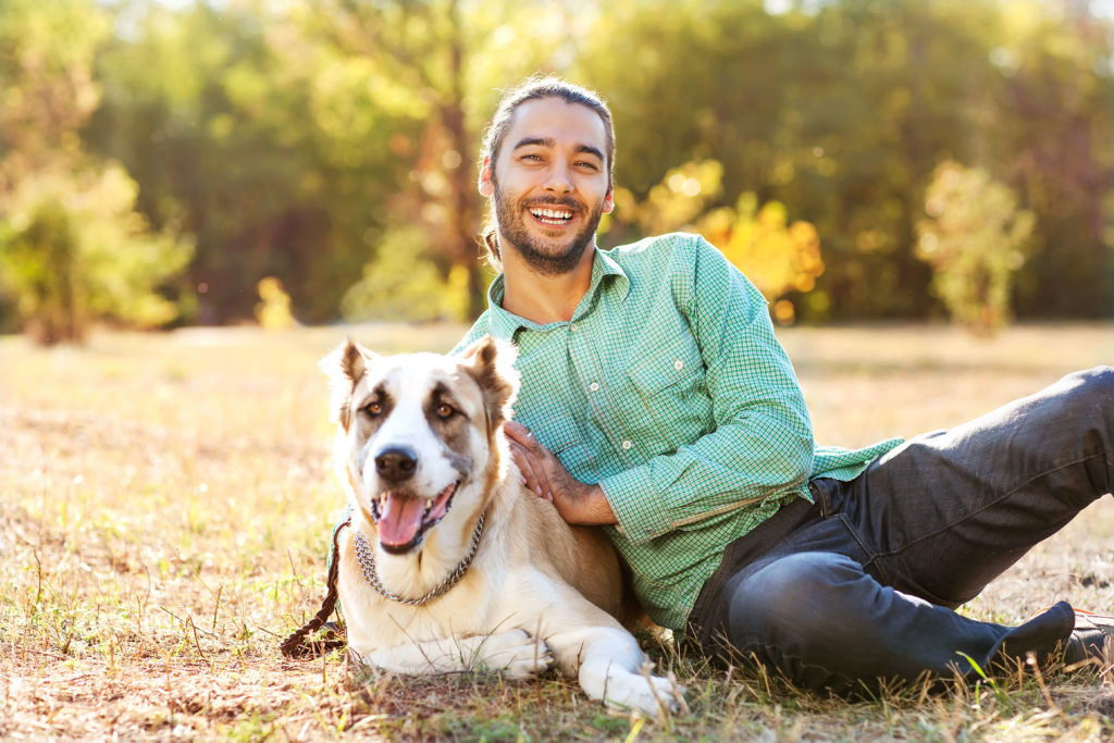 young man with emotional support animal